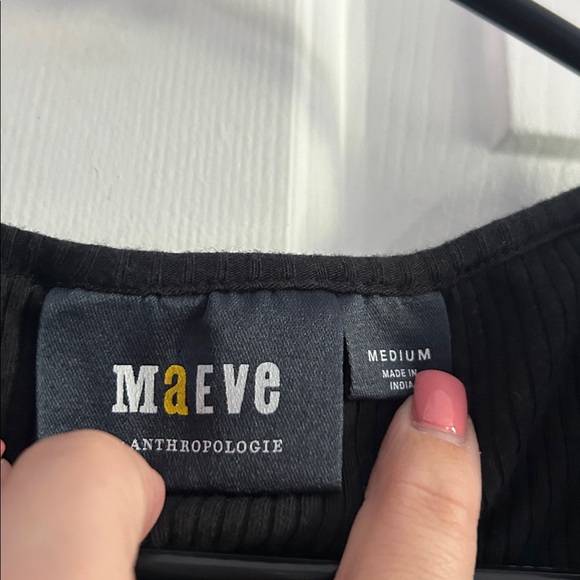 Anthropologie Maeve Ruffled Tie Front Boho Ribbed Blouse Top Size M - Picture 3 of 6